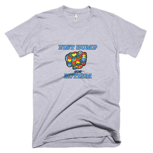 FIST BUMP FOR AUTISM (BLU) FITTED TEE-VARIOUS COLORS AVAILABLE