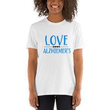 Load image into Gallery viewer, LOVE OVER ALZHEIMER&#39;S (BLU/BLK) CLASSIC TEE- VARIOUS COLORS AVAILABLE