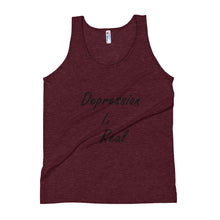 Load image into Gallery viewer, DEPRESSION IS REAL (BLK) TANK - VARIOUS COLORS AVAILABLE